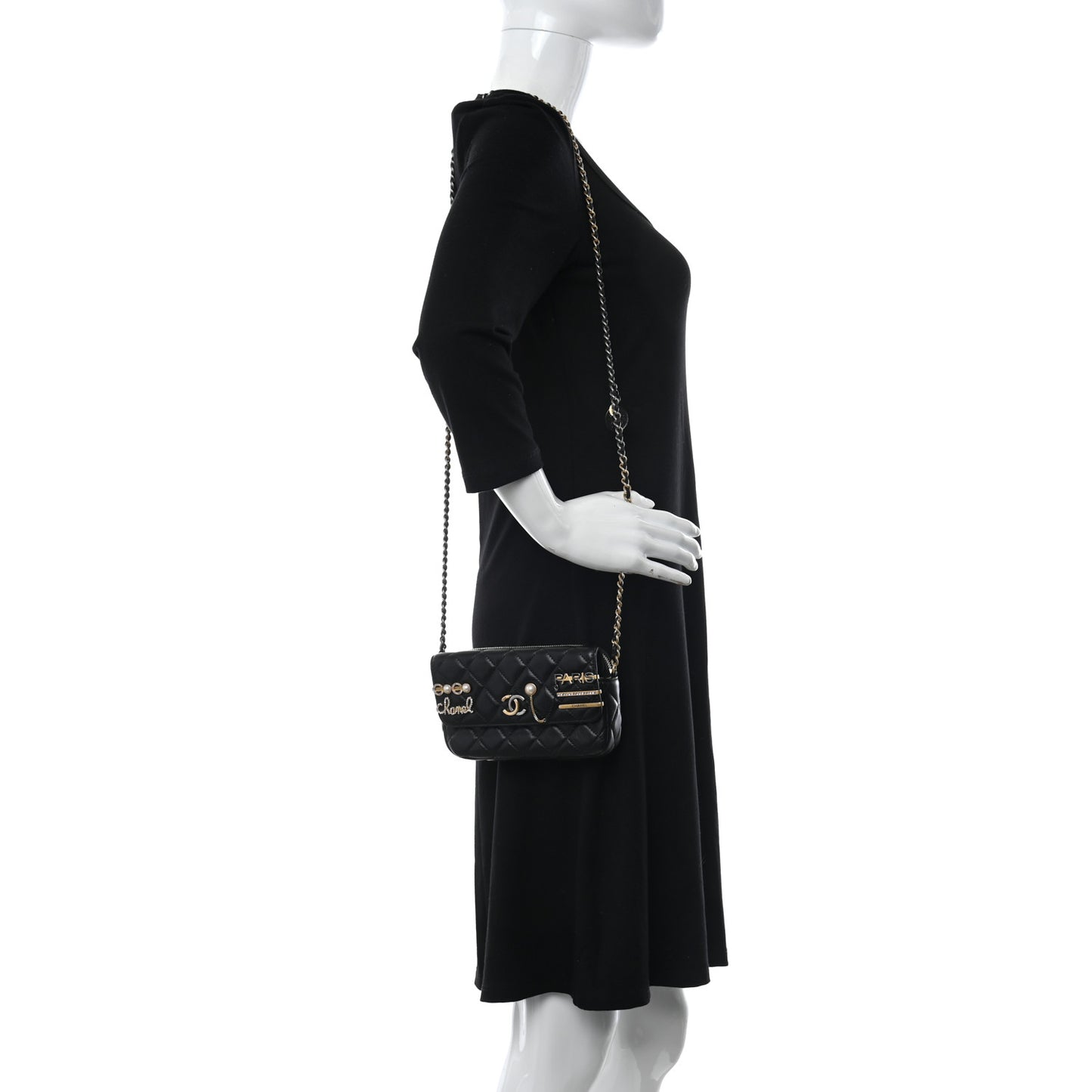 Lambskin Quilted Coco Clips Single Flap Black