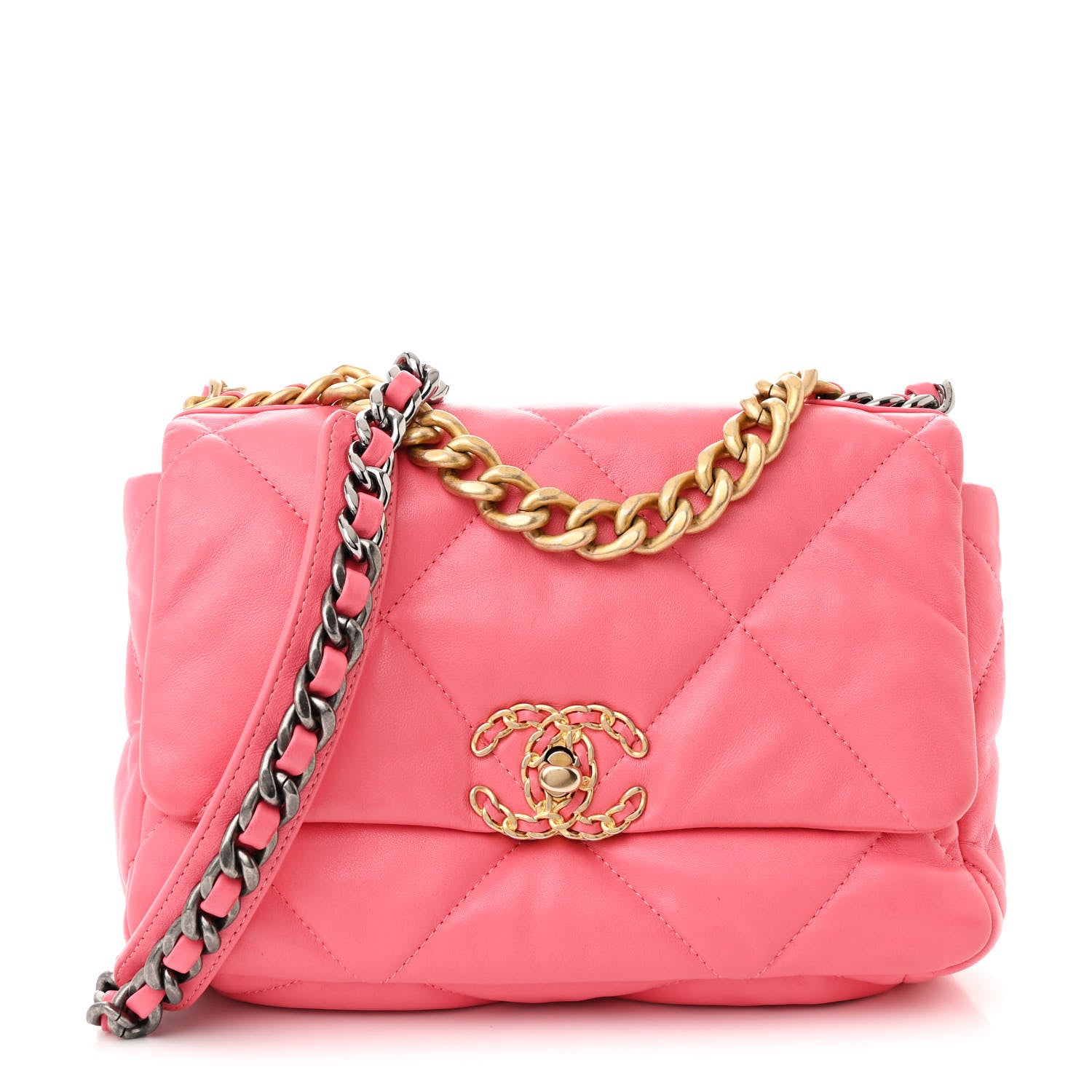 Chanel Lambskin Quilted Medium Chanel 19 Flap Pink 1 of 12