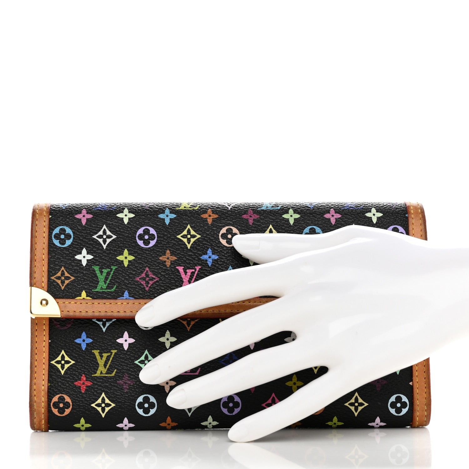 Louis Vuitton Monogram Multicolor Porte Tresor International Wallet Black 2 of 13