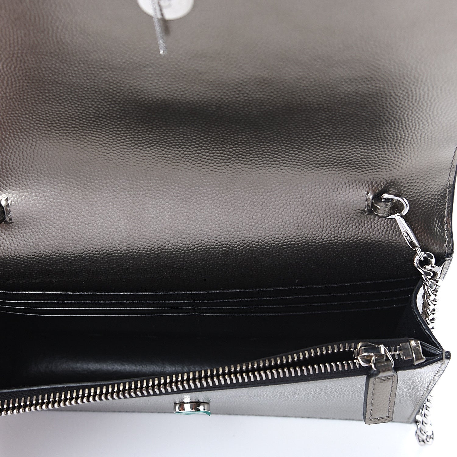Saint Laurent Grain De Poudre Classic Monogram Kate Tassel Chain Wallet Piombo 4 of 7