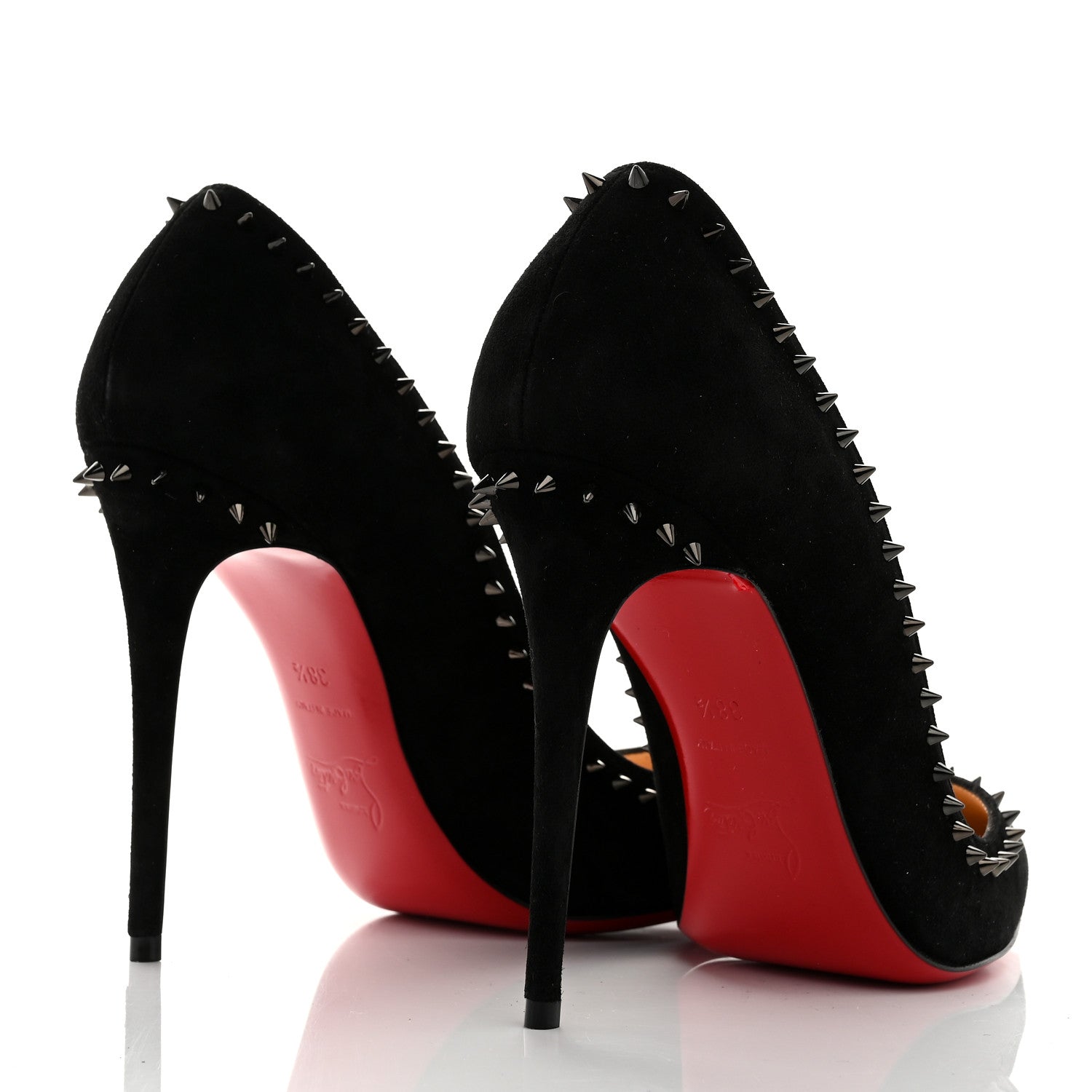 Christian Louboutin Suede Studded Anjalina 100 Pumps 38.5 Black 4 of 9
