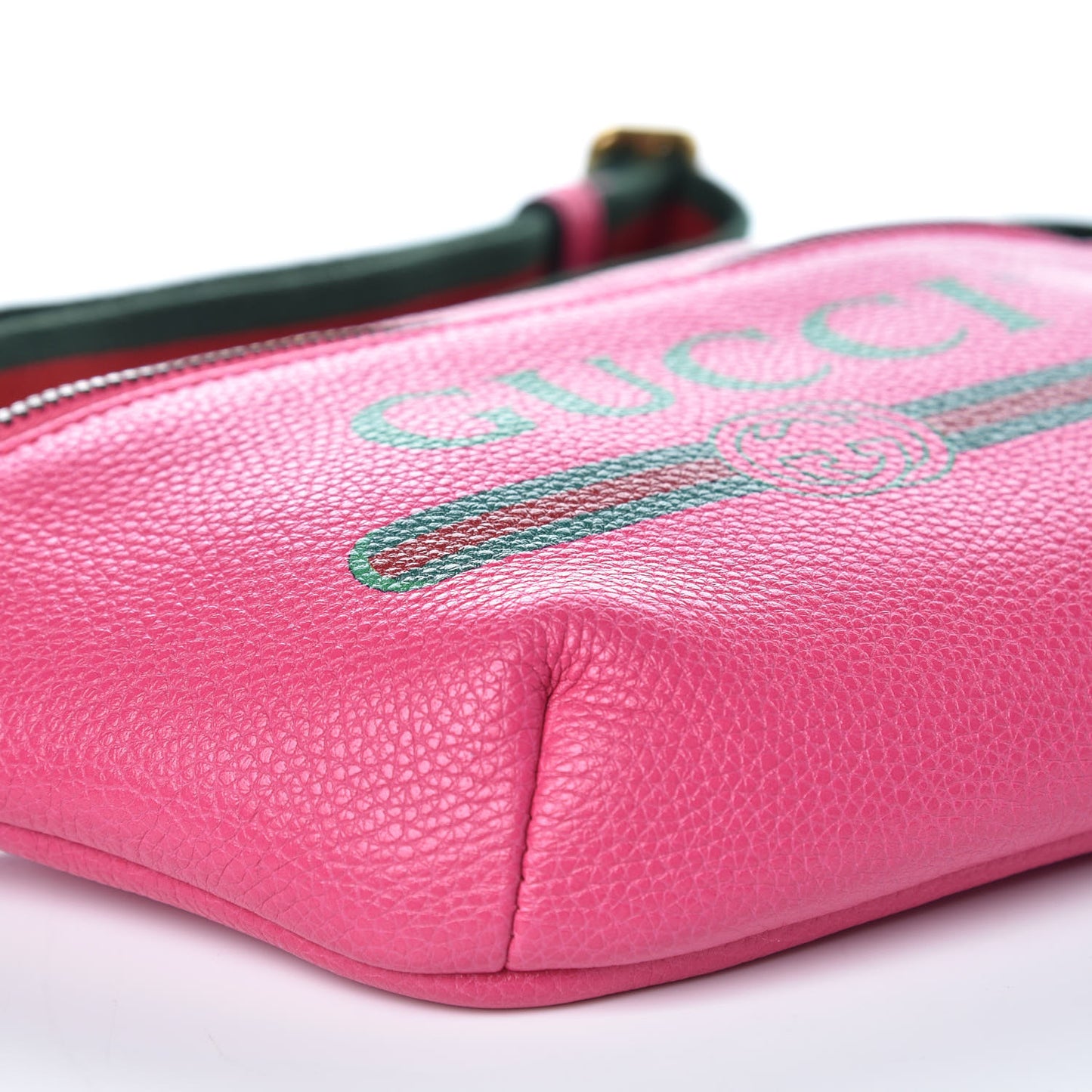 Grained Calfskin Small Logo Belt Bag Box Pink Green