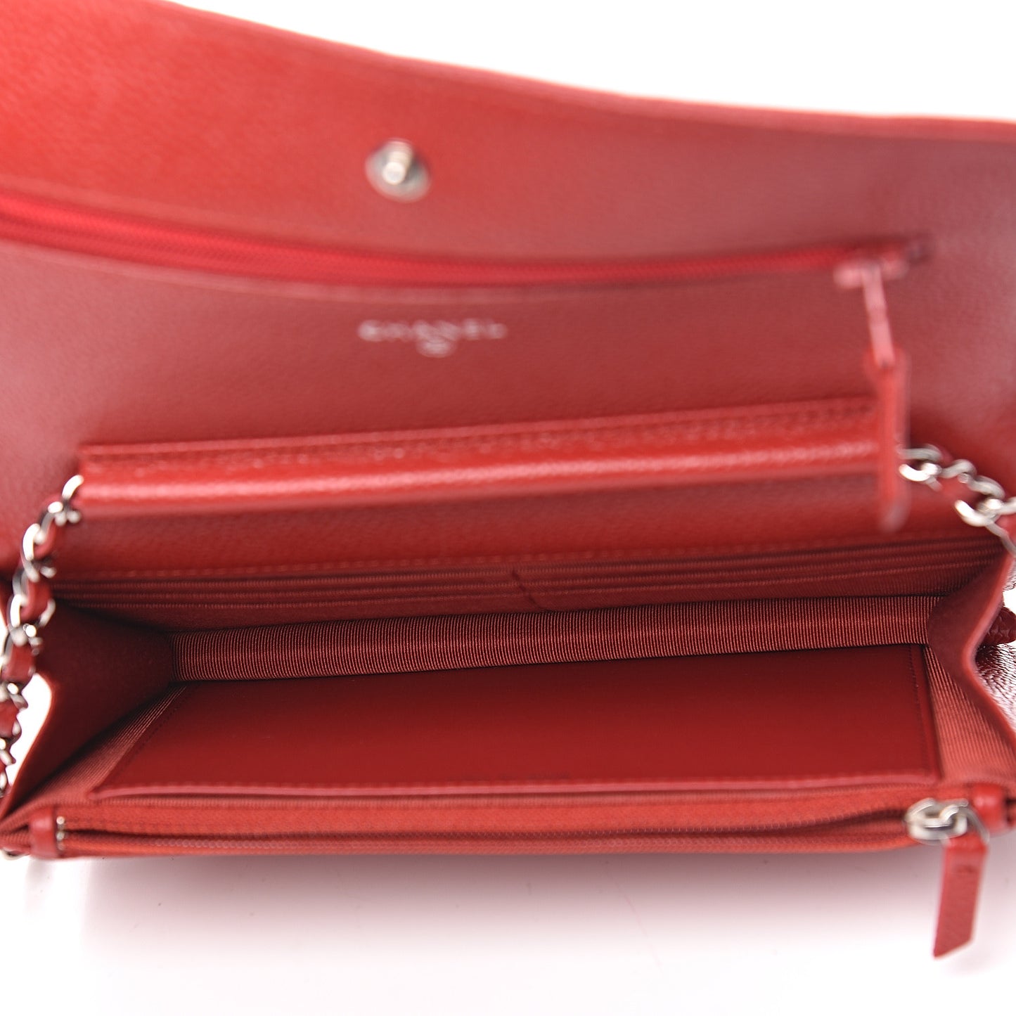 Caviar Quilted Wallet on Chain WOC Red