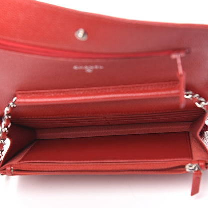 Chanel Caviar Quilted Wallet on Chain WOC Red 5 of 12