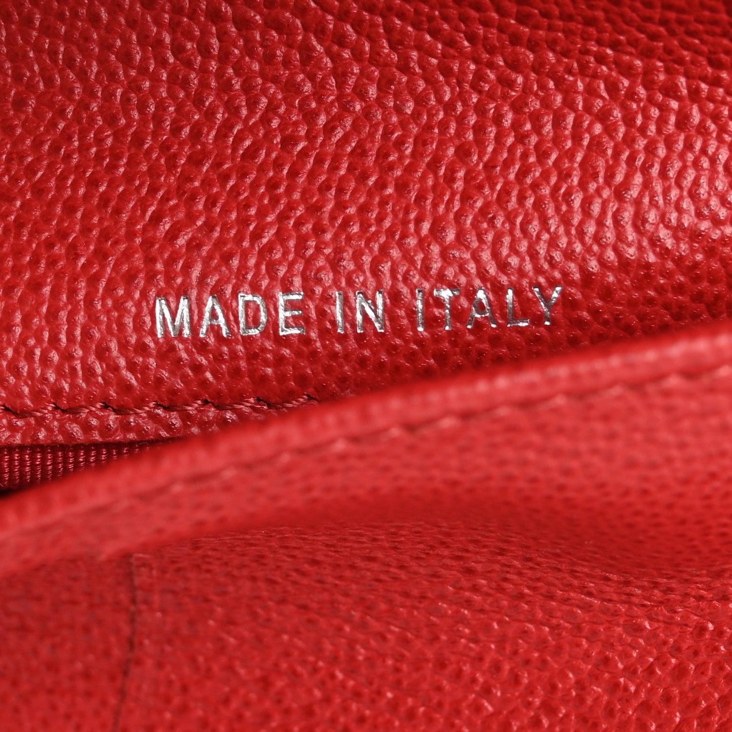 Grained Calfskin Quilted CC Box Flap Wallet Red