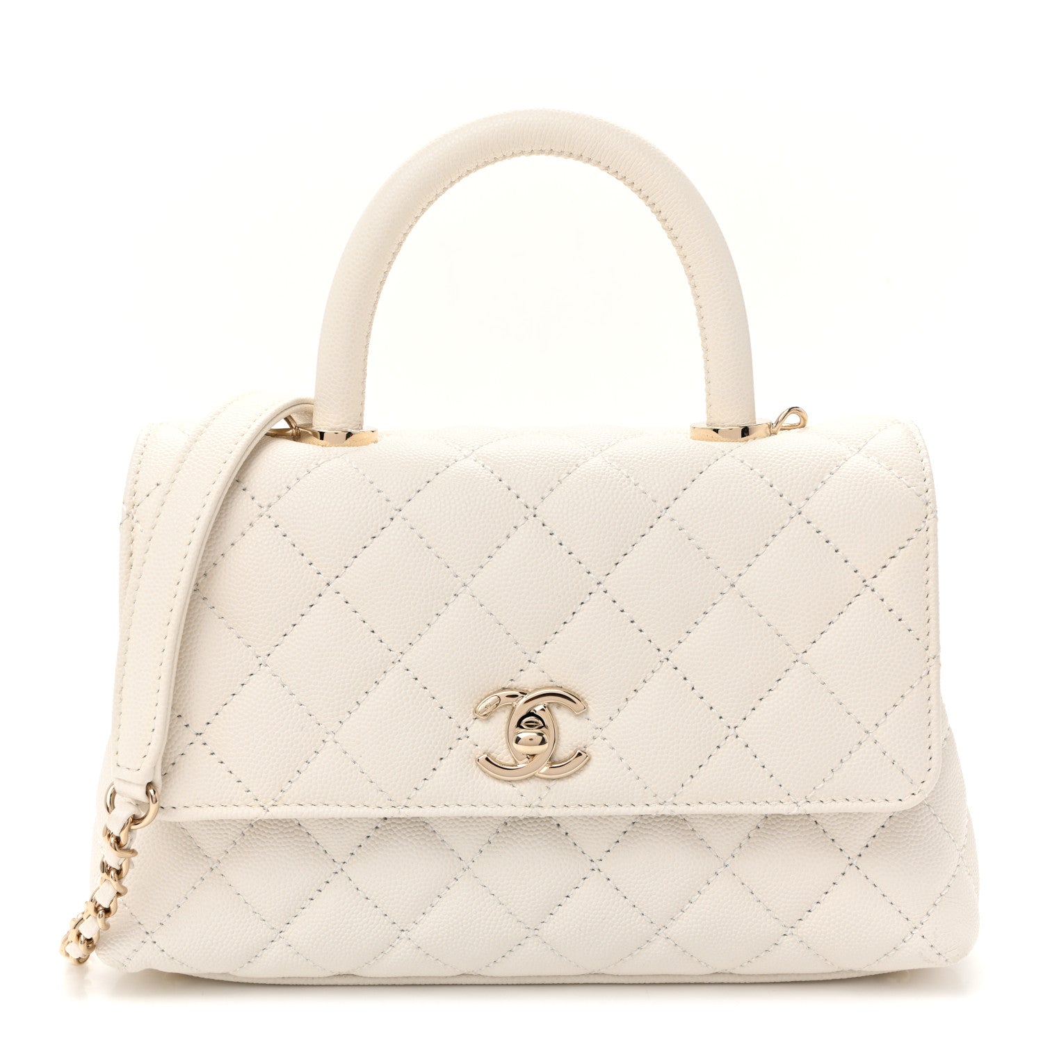 Chanel Caviar Quilted Mini Coco Handle Flap White 1 of 10