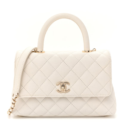 Chanel Caviar Quilted Mini Coco Handle Flap White 1 of 10