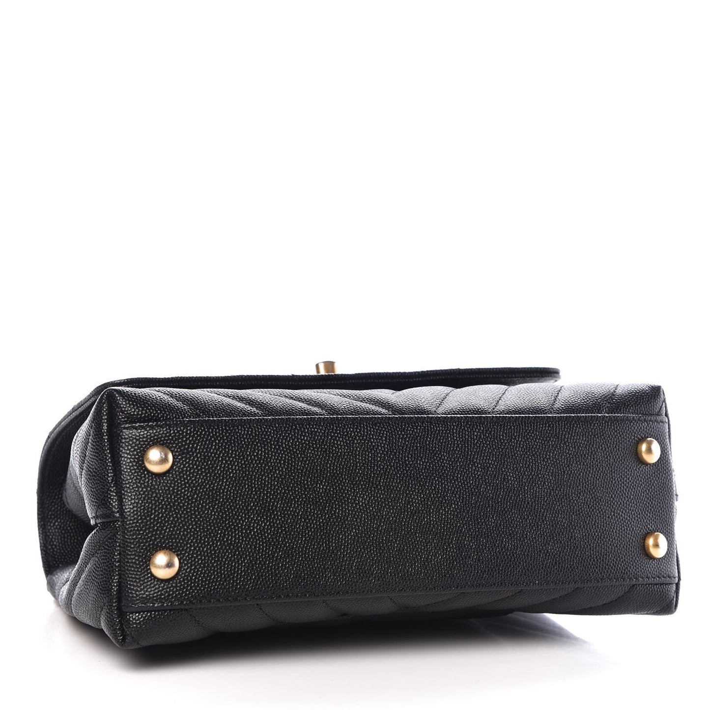 Caviar Chevron Quilted Mini Coco Handle Flap Black