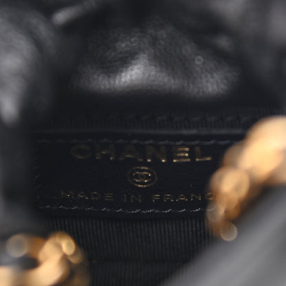 Chanel Calfskin Quilted Mini Drawstring Bucket Bag Black 6 of 10