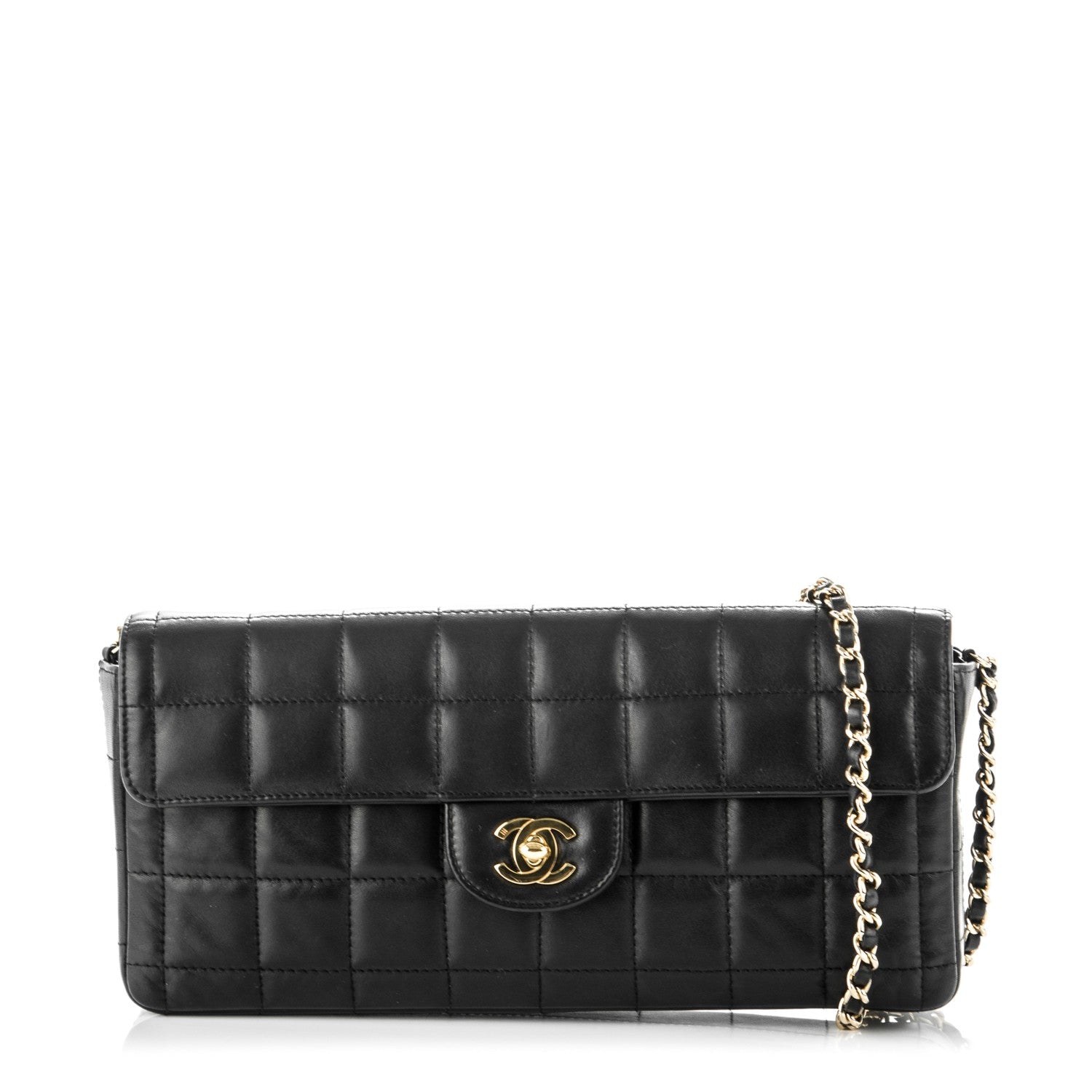 Chanel Lambskin Quilted East West Chocolate Bar Flap Black 1 of 8