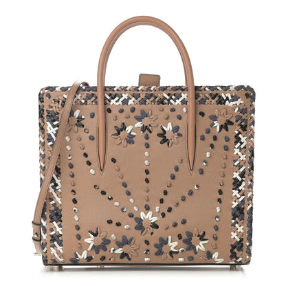 Christian Louboutin Calfskin Mexinodo Beaded Studded Triple Gusset Large Paloma Beige Blue 1 of 26
