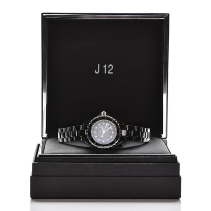 Chanel Stainless Steel Ceramic Diamond 33mm J12 Quartz Watch Black 7 of 7