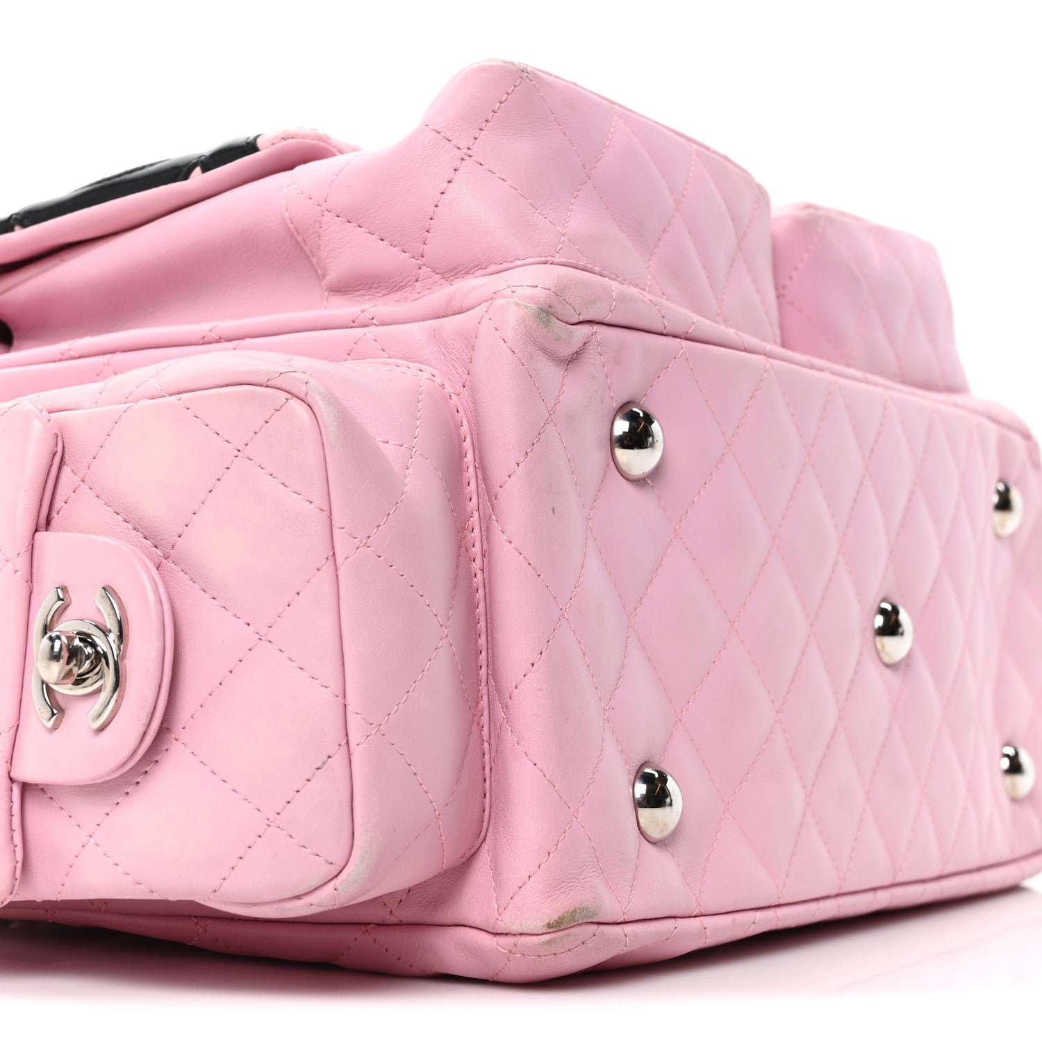Chanel Calfskin Quilted Large Cambon Multipocket Reporter Pink Black 9 of 10