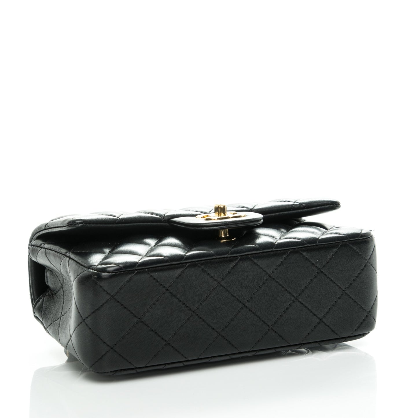 Lambskin Quilted Mini Rectangular Flap Black