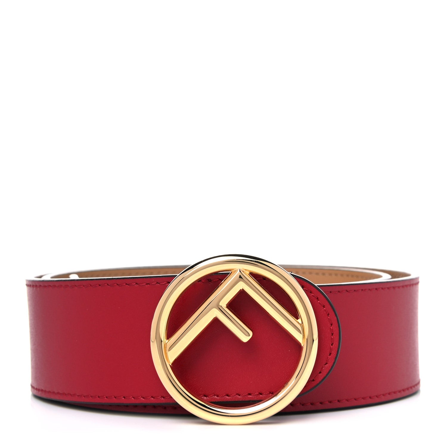 Fendi Vitello Liberty F is Fendi Bi-Color Reversible Belt 80 Fragola Miele Scuro 1 of 6