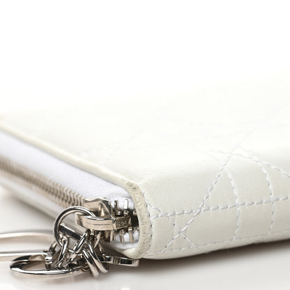 Christian Dior Lambskin Cannage Lady Dior Zip Wallet White 7 of 11