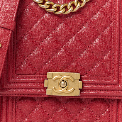 Chanel Caviar Quilted North South Boy Flap Red 8 of 10