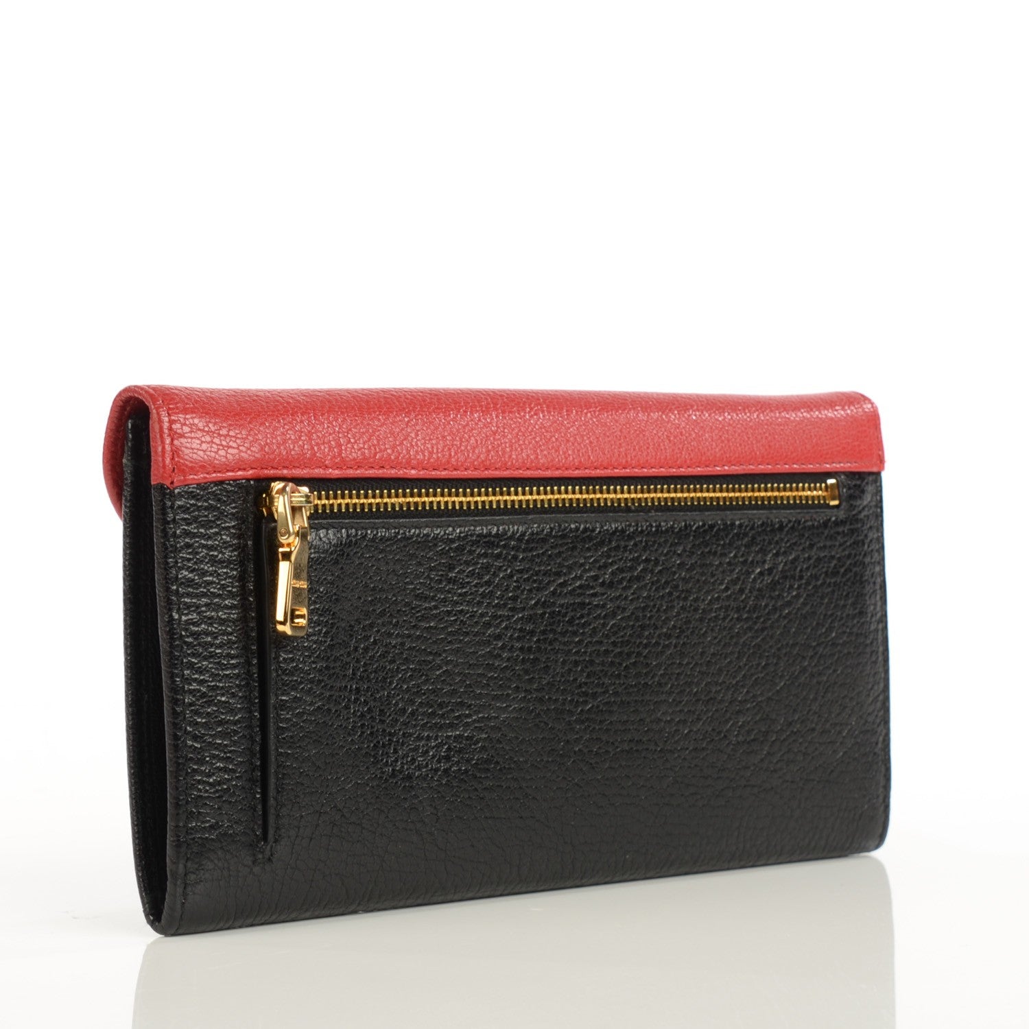 Miu Miu Goatskin Madras Bi-Color Envelope Wallet Fuoco Nero Black 3 of 8