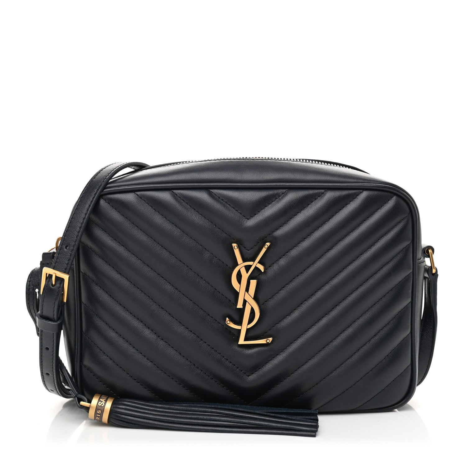 Saint Laurent Calfskin Matelasse Monogram Lou Camera Bag Navy 1 of 9