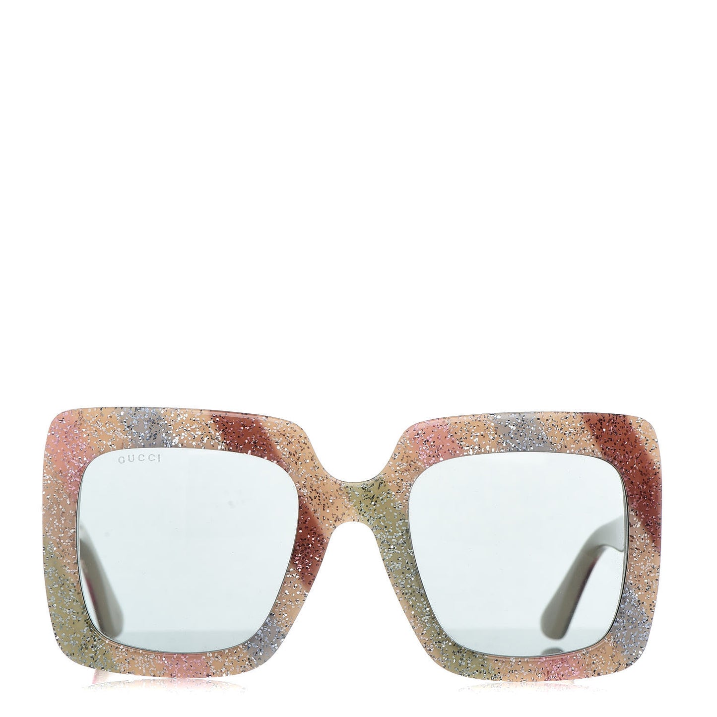 Square Frame Stripe Glitter GG0328S Sunglasses Ivory Multicolor