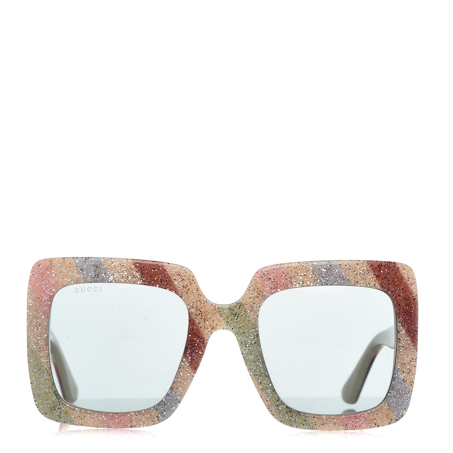 Gucci Square Frame Stripe Glitter GG0328S Sunglasses Ivory Multicolor 2 of 7