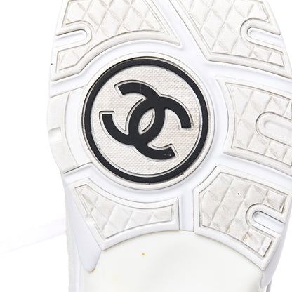Chanel Suede Calfskin Lambskin Neoprene High Top CC Sneakers 39 White Grey Fluo Pink 11 of 11