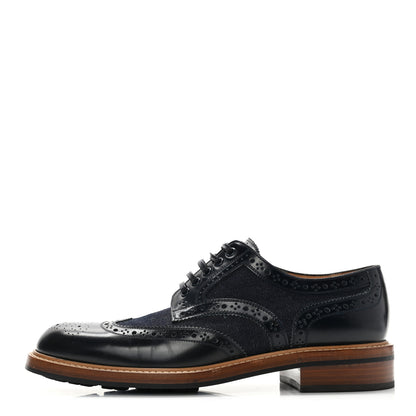 Louis Vuitton Calfskin Denim Mens Voltaire Derby Shoes 7 Marine 1 of 10