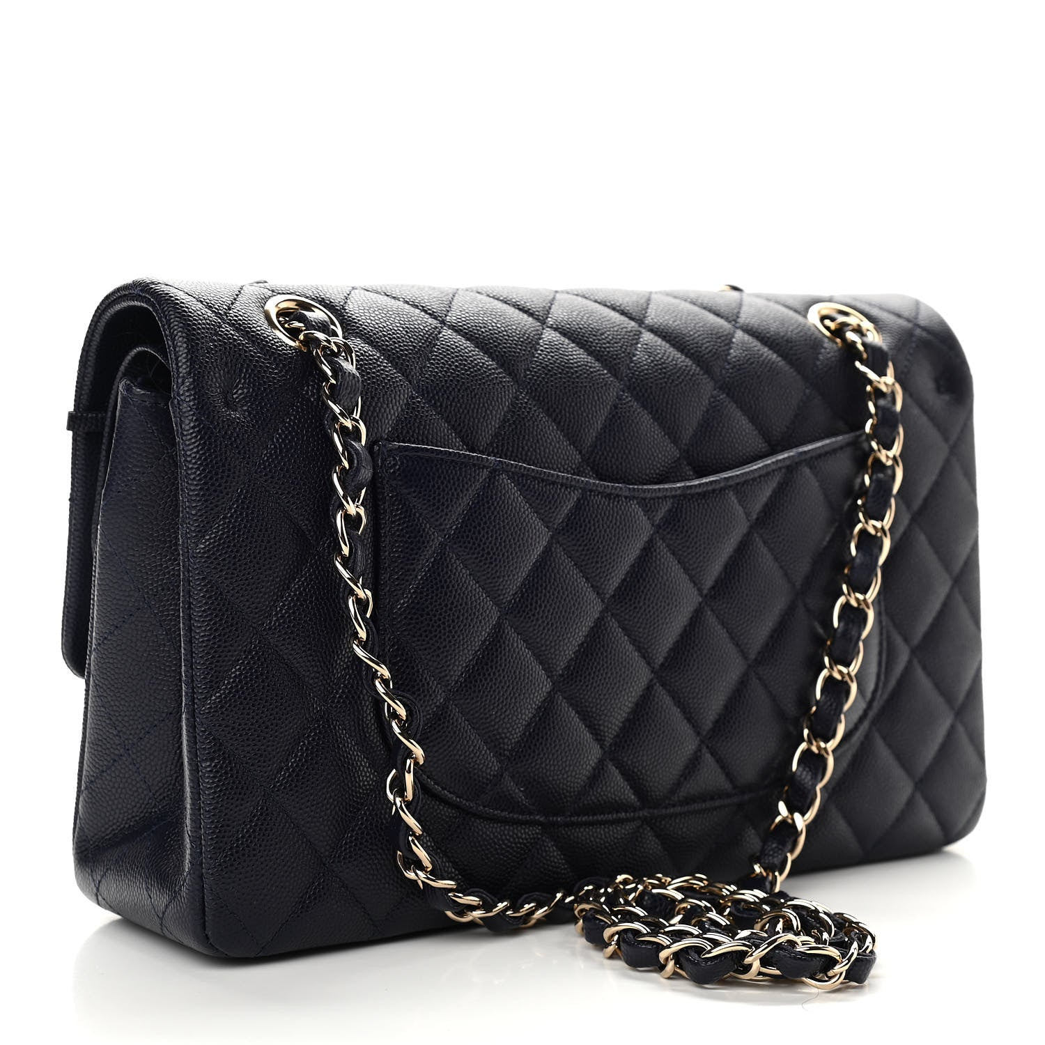 Chanel Caviar Quilted Medium Double Flap Dark Blue 2 of 10