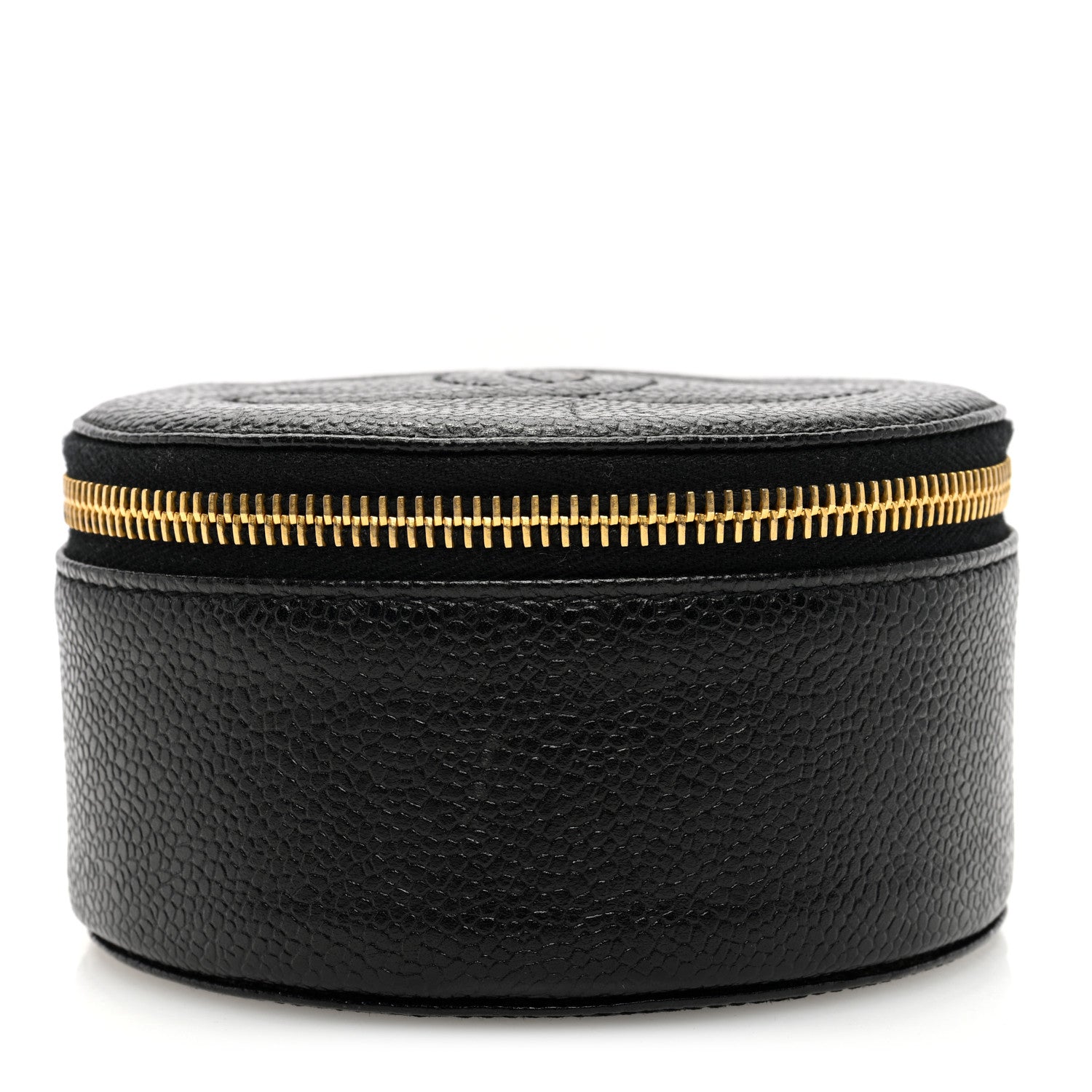 Chanel Caviar Round Jewelry Travel Case Black 1 of 7
