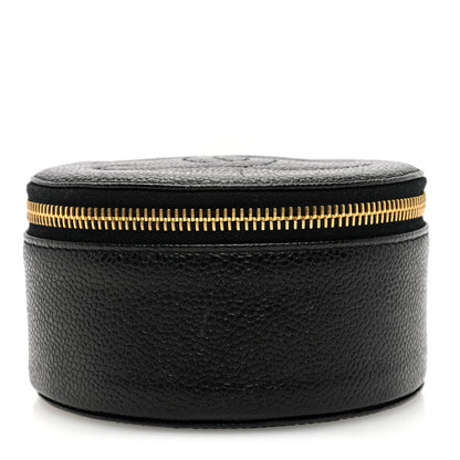 Chanel Caviar Round Jewelry Travel Case Black 1 of 7