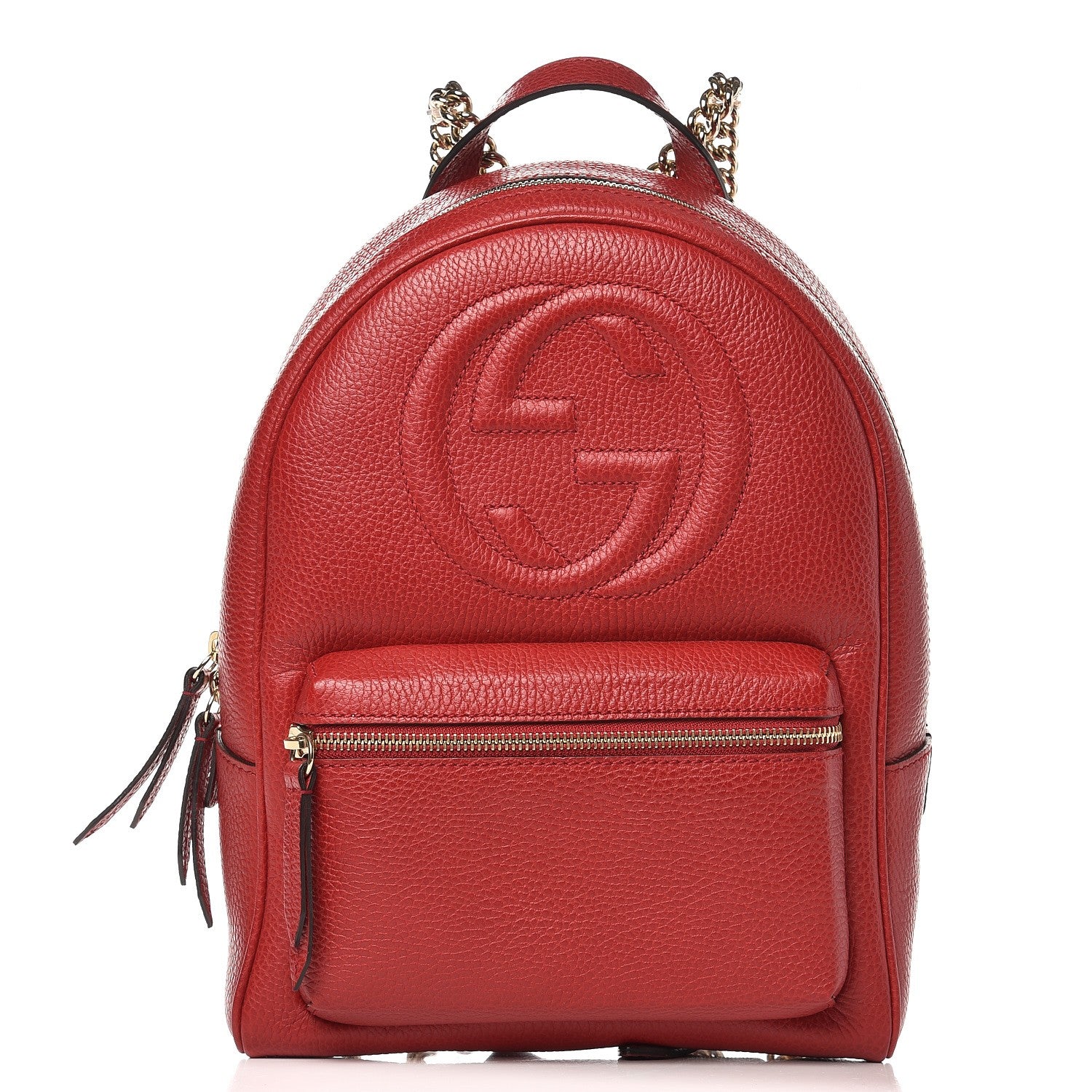 Gucci Pebbled Calfskin Soho Chain Backpack Red 1 of 7