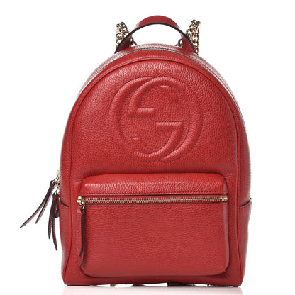 Gucci Pebbled Calfskin Soho Chain Backpack Red 1 of 7