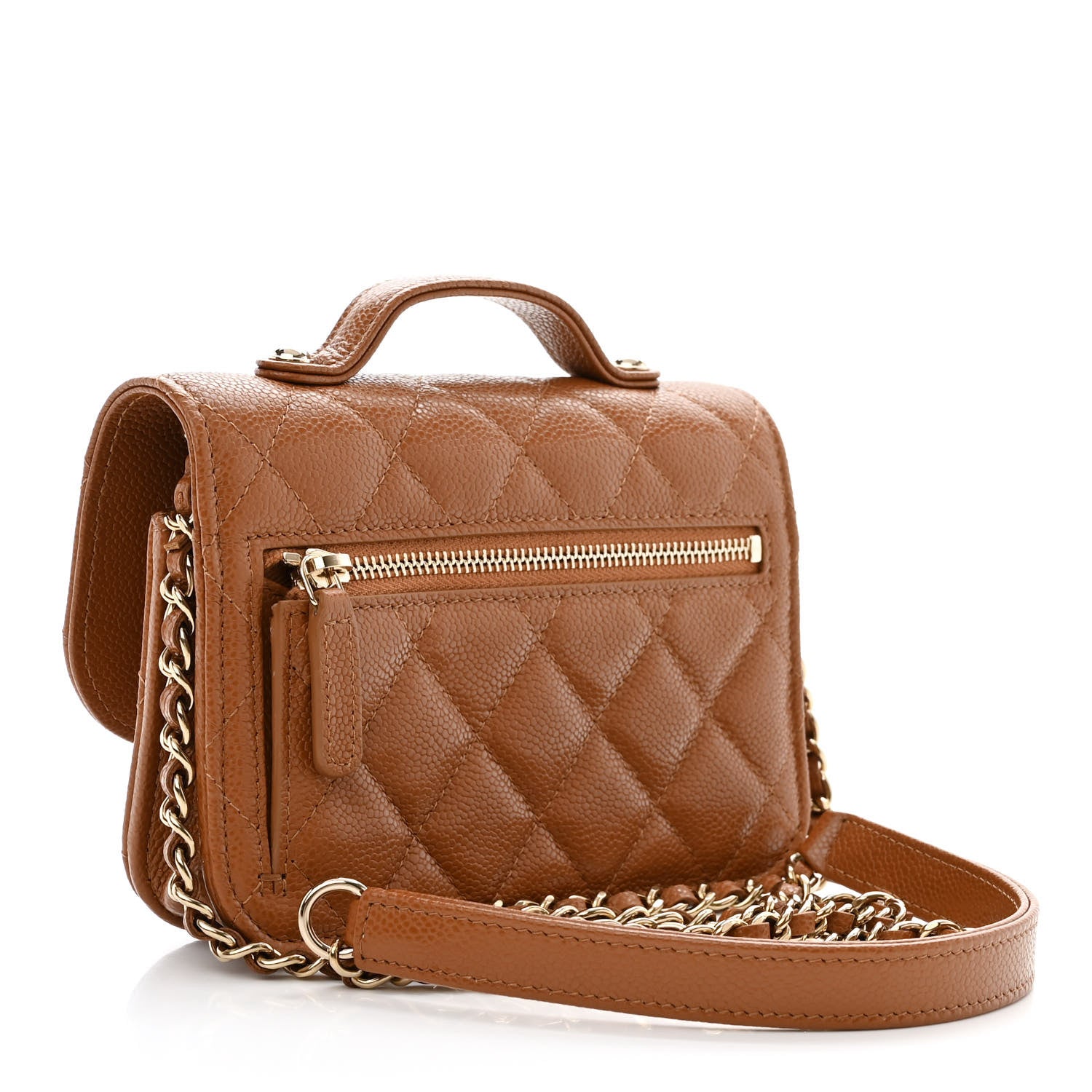 Chanel Caviar Quilted Business Affinity Clutch With Chain Flap Camel 3 of 12