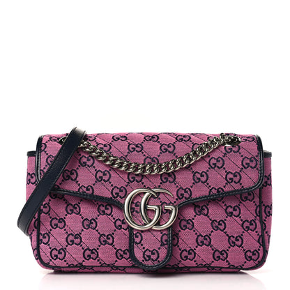 Gucci Monogram Multicolor Matelasse Diagonal Small GG Marmont Shoulder Bag Pink Blue 1 of 9