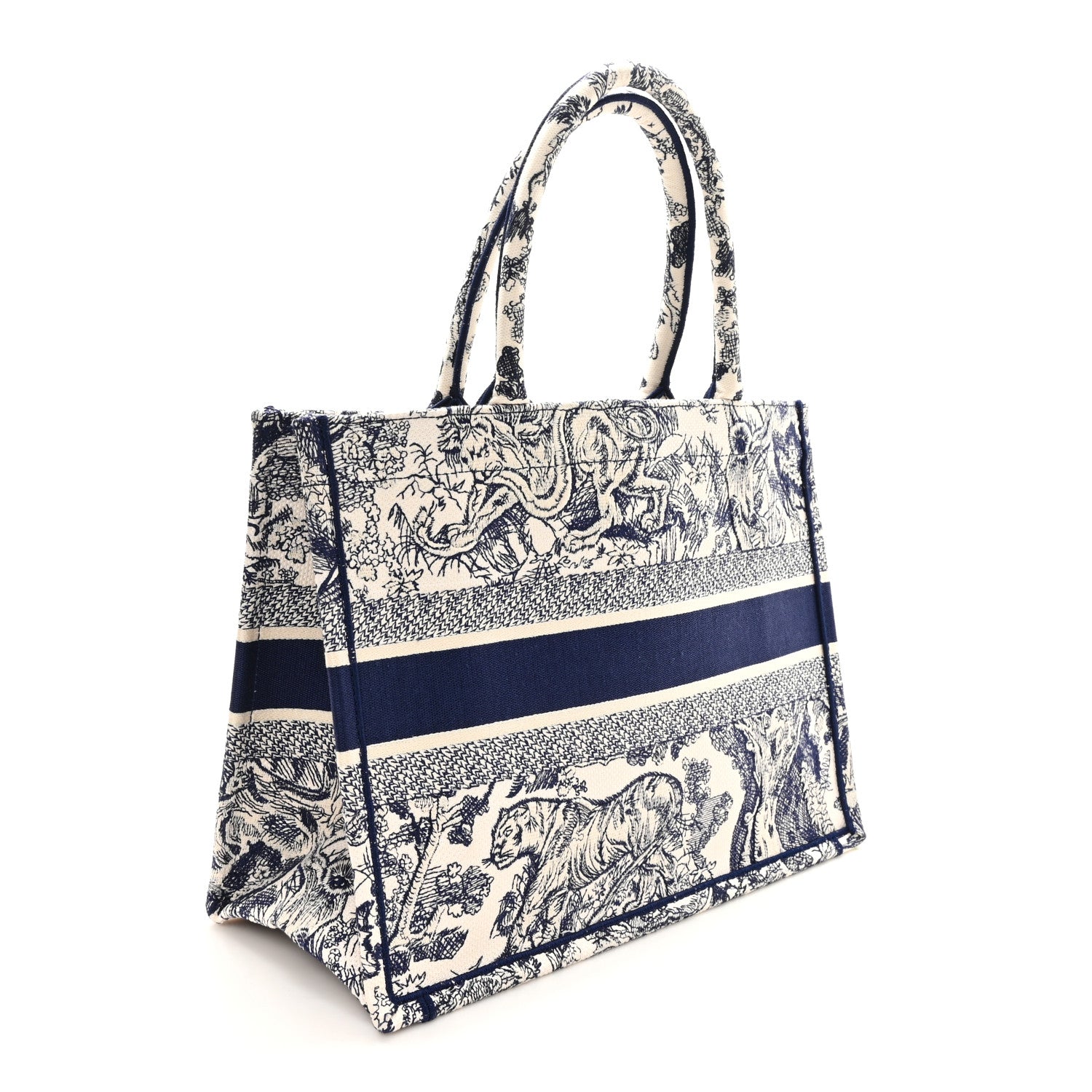 Christian Dior Canvas Embroidered Medium Dioriviera Toile De Jouy Book Tote Blue 3 of 10