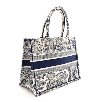 Christian Dior Canvas Embroidered Medium Dioriviera Toile De Jouy Book Tote Blue 3 of 10