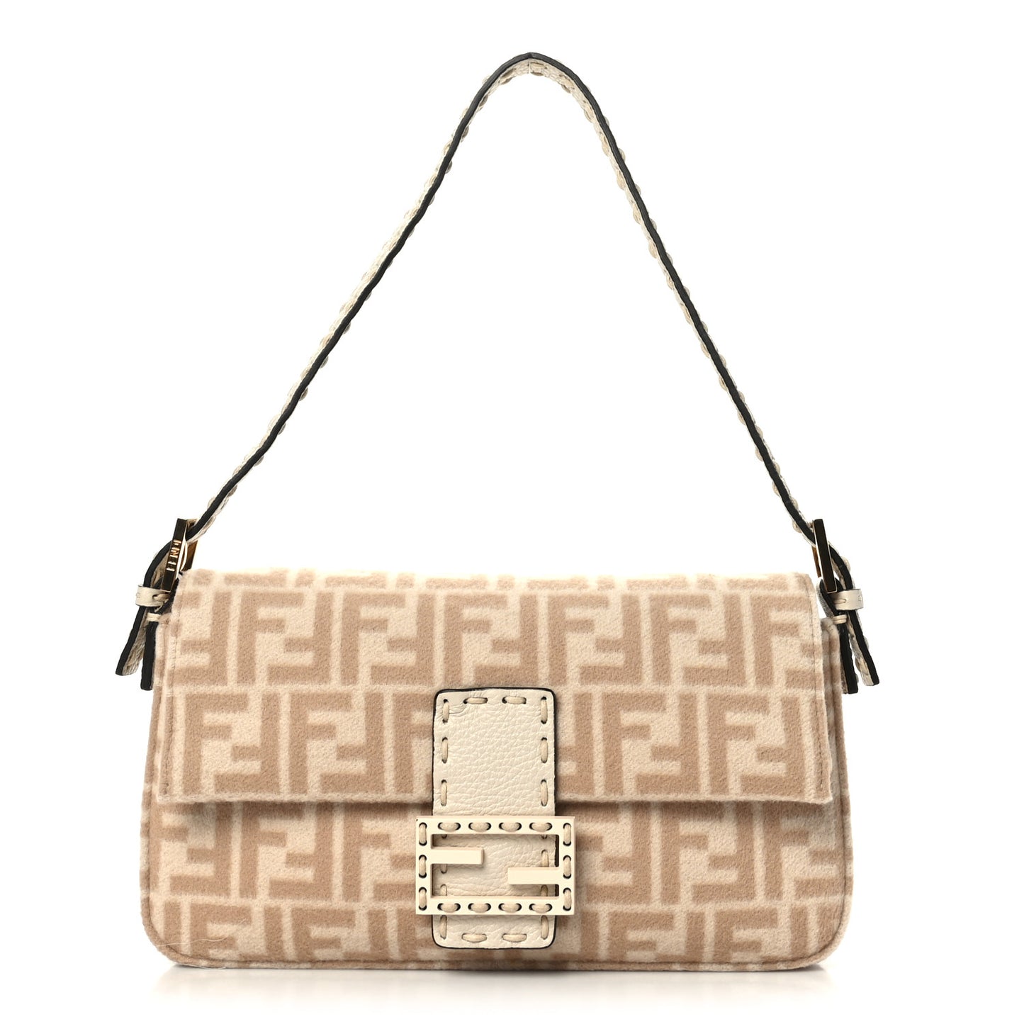 Wool Cuoio Romano Selleria FF 1974 Baguette 1997 Beige Cammello Camelia