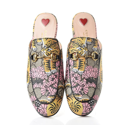 Gucci GG Supreme Monogram Bengal Womens Princetown Slippers 37.5 Beige Crop Pink 5 of 9