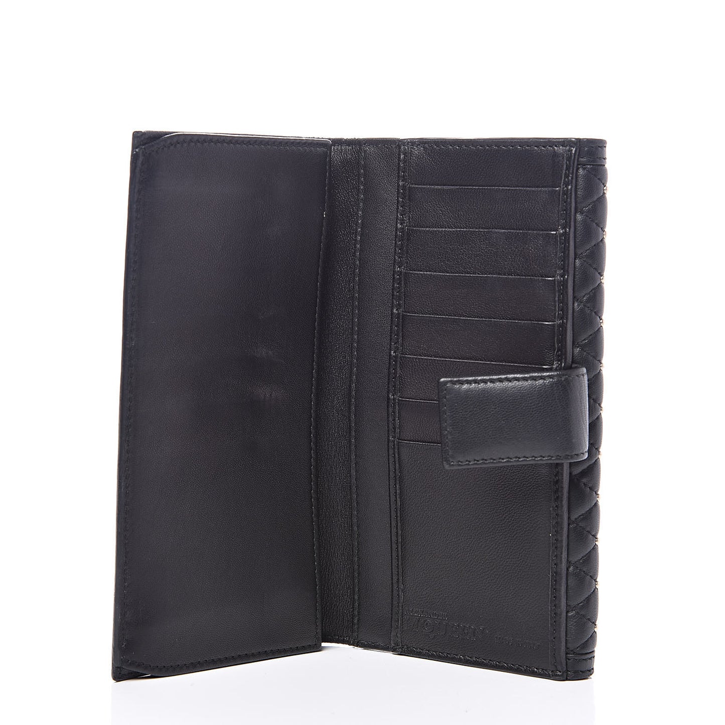 Calfskin Quilted Studded Skull Continental Wallet Black
