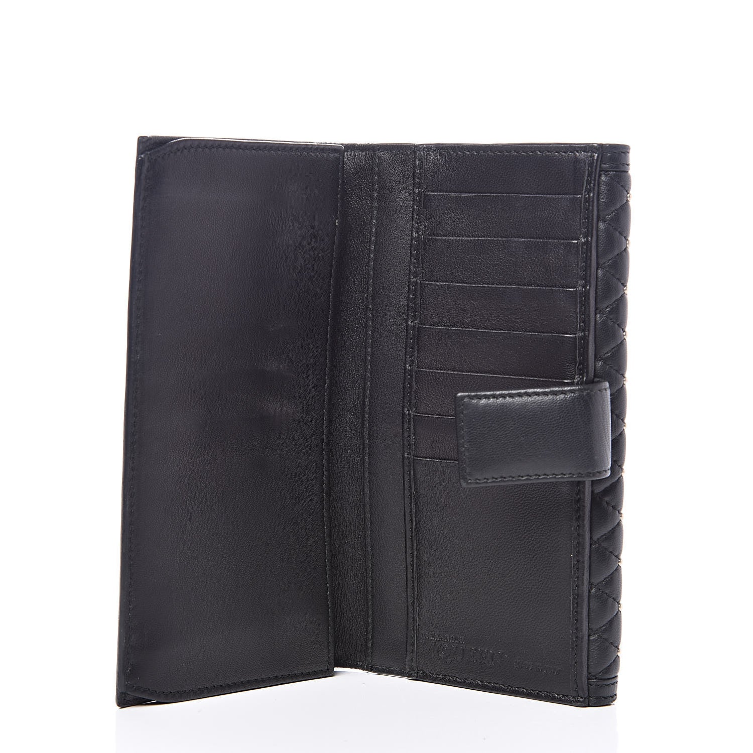 Alexander McQueen Calfskin Quilted Studded Skull Continental Wallet Black 6 of 11