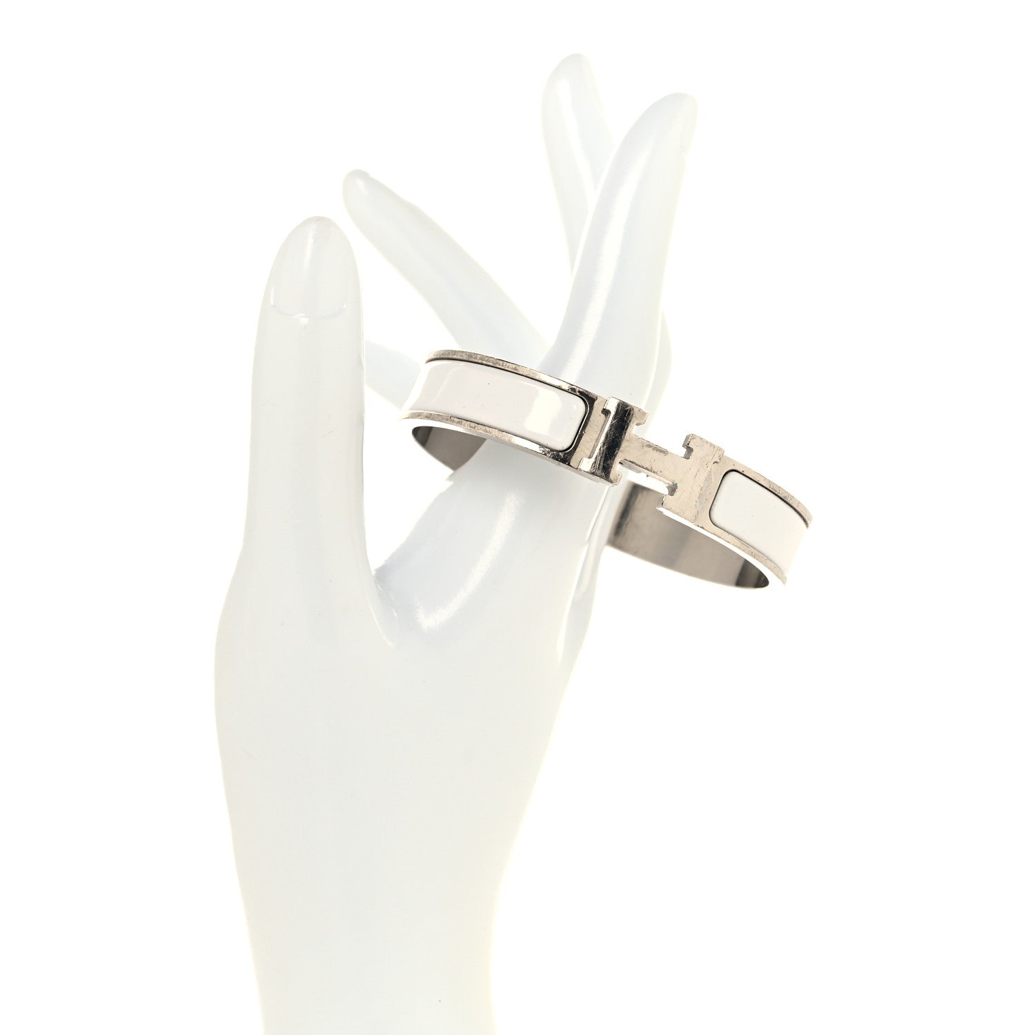 HERMES バングル　ホワイト Hermes Enamel Narrow Clic Clac H Bracelet GM White 1889177