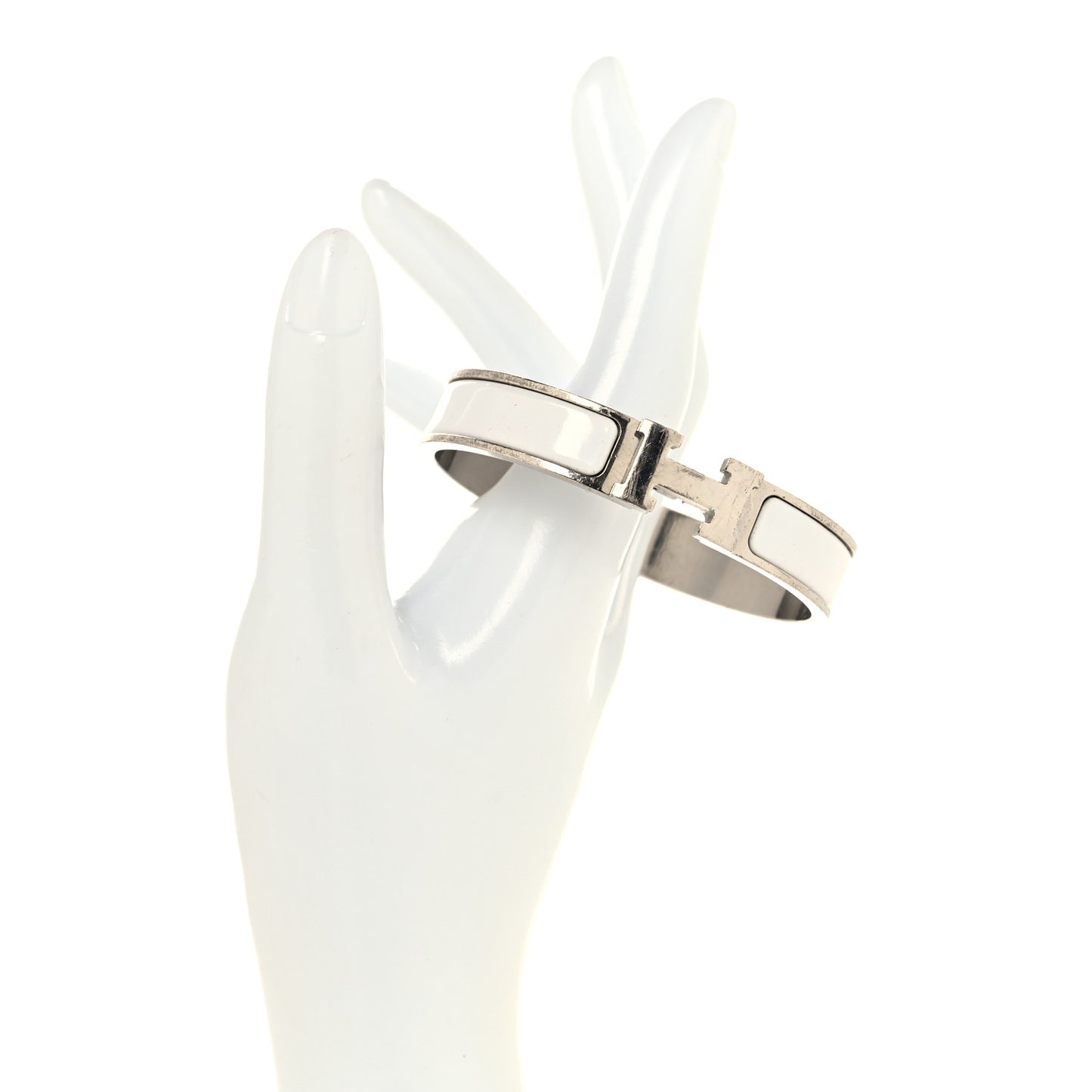Enamel Narrow Clic Clac H Bracelet GM White