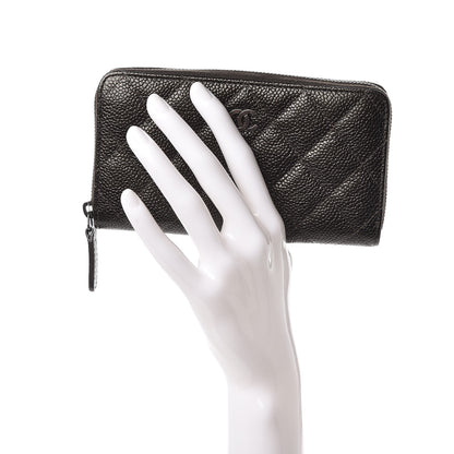 Chanel Caviar Quilted Small Zip Around Wallet Dark Charcoal 2 of 9