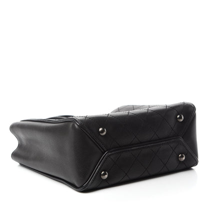 Chanel Calfskin Stitched Hamptons Tote Black 4 of 10