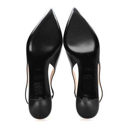 Gucci Malaga Kid Horsebit 45mm Slingback Pumps 39.5 Black 6 of 9