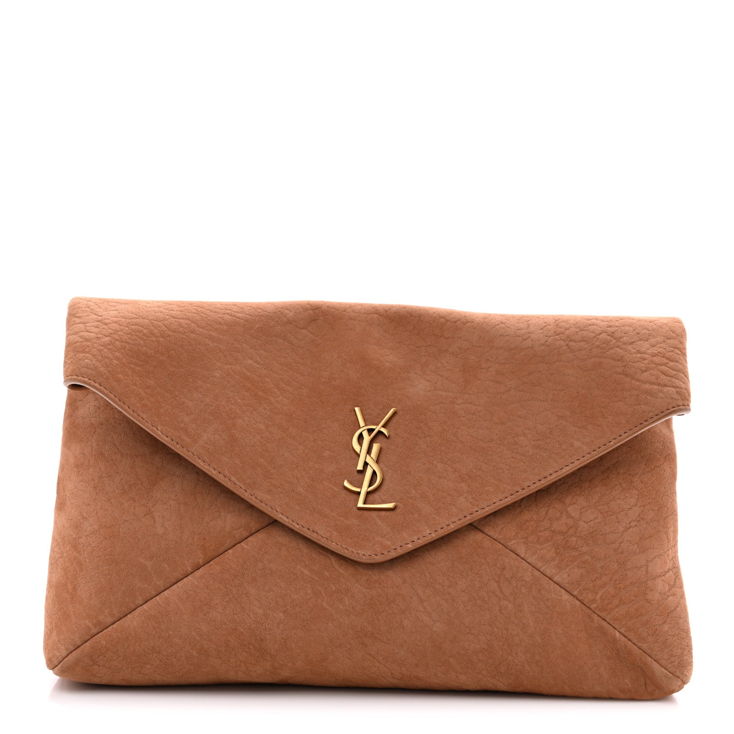 Saint Laurent Suede Large Cassandre Envelope Pouch Golden Leaf 1 of 8