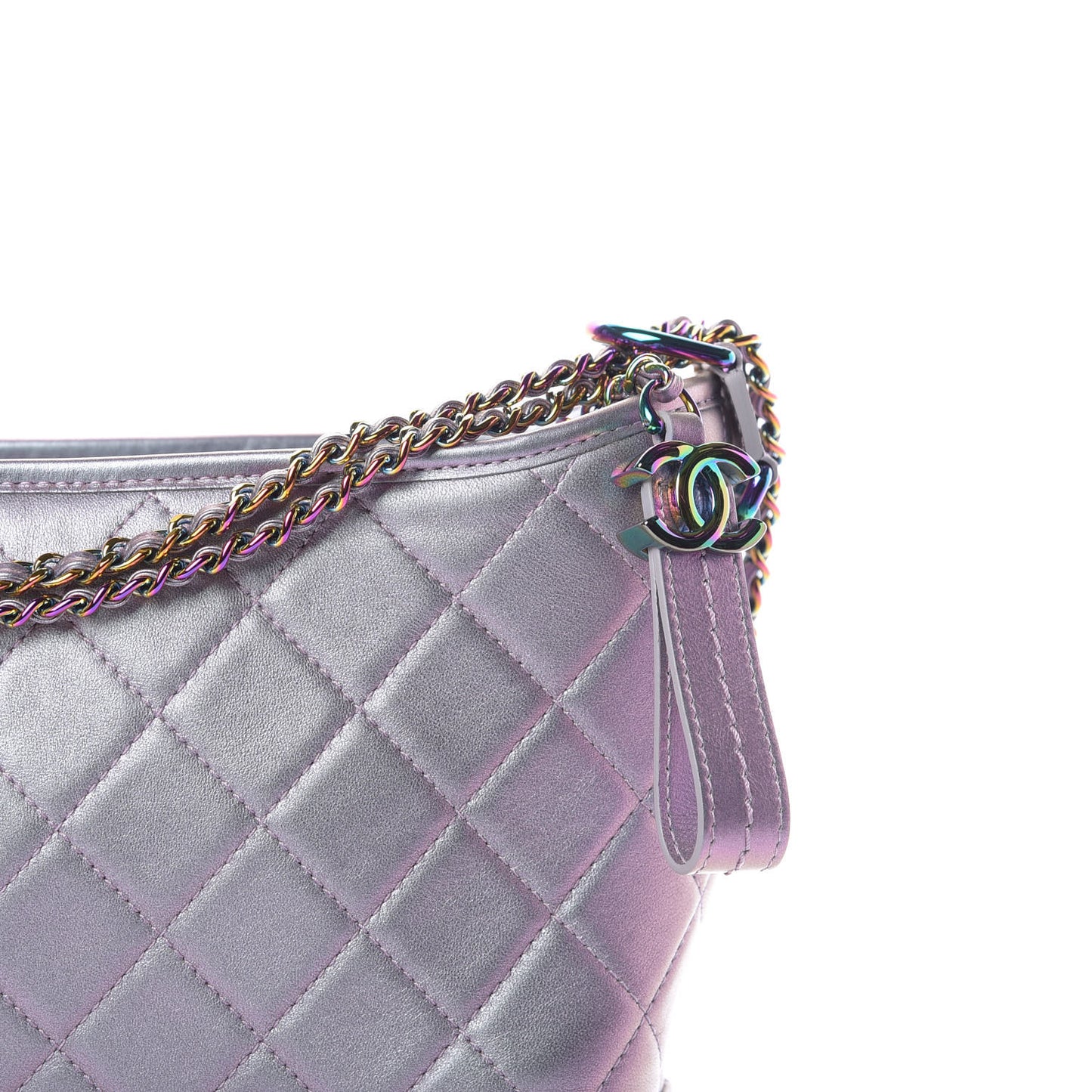 Iridescent Lambskin Calfskin Quilted Medium Gabrielle Hobo Light Purple