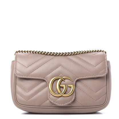Gucci Calfskin Matelasse Super Mini GG Marmont Shoulder Bag Porcelain Rose 1 of 9