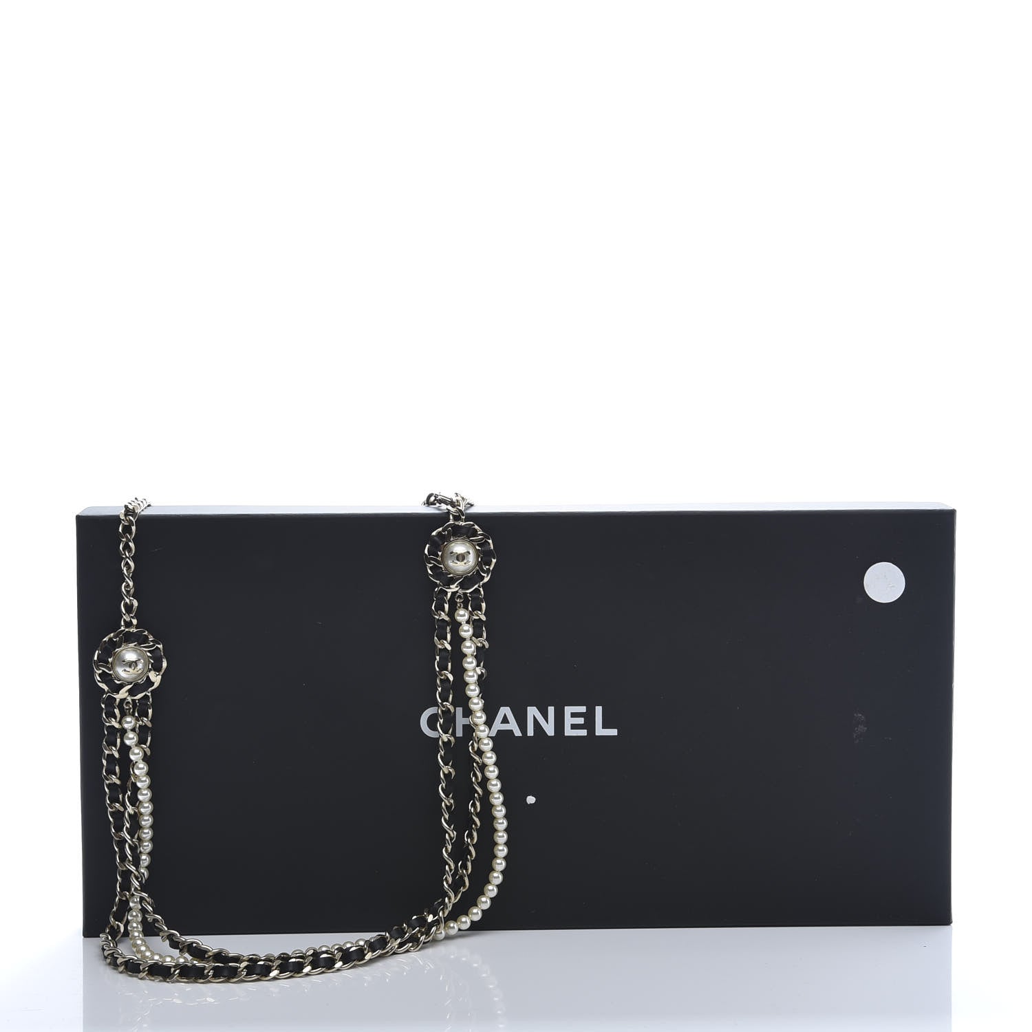 Chanel Pearl Calfskin CC Chain Necklace Black Gold 6 of 6