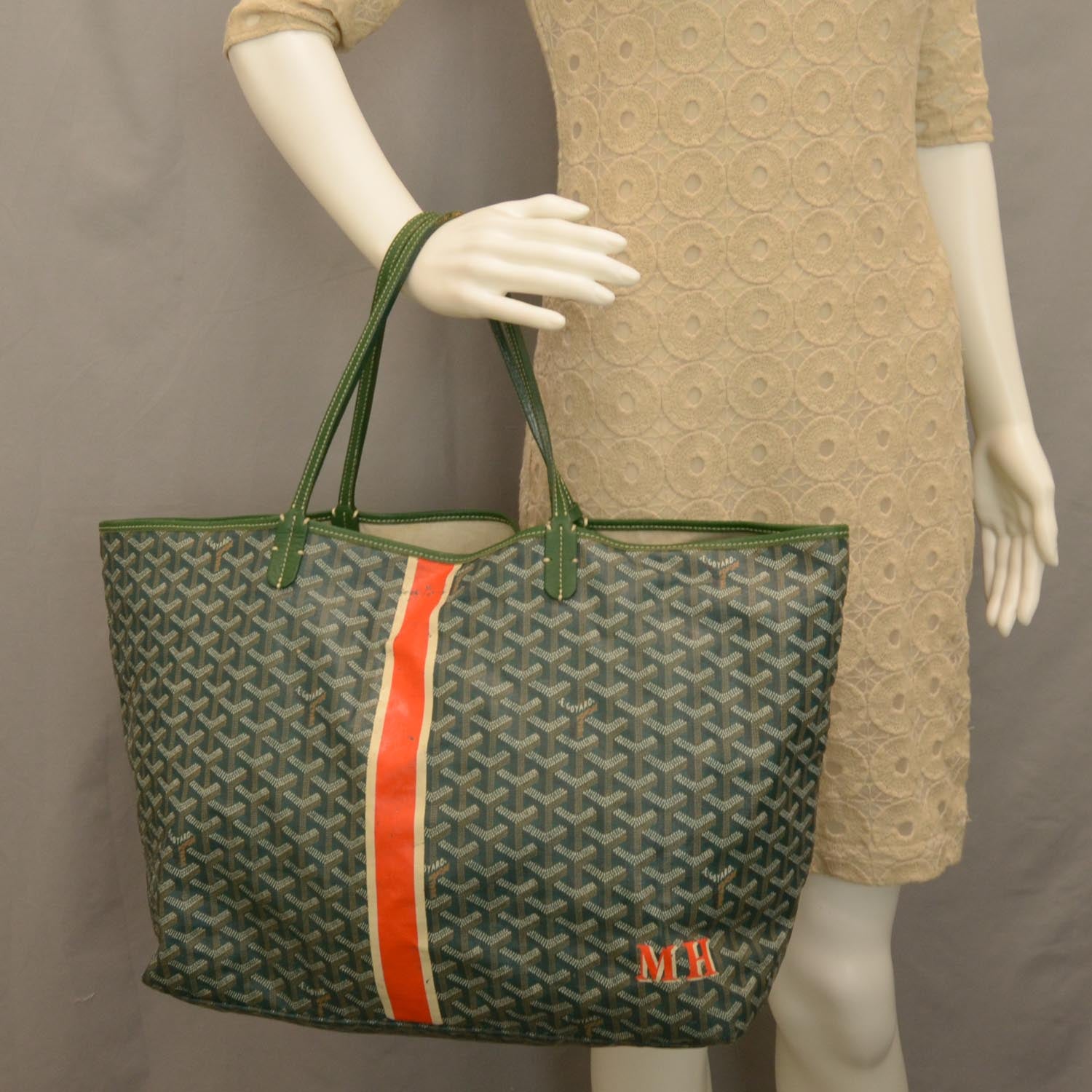 Goyard Goyardine Saint Louis GM Green w Orange Stripe 36915
